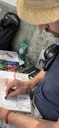 tekenen op locatie tijdens urban sketching week Italië